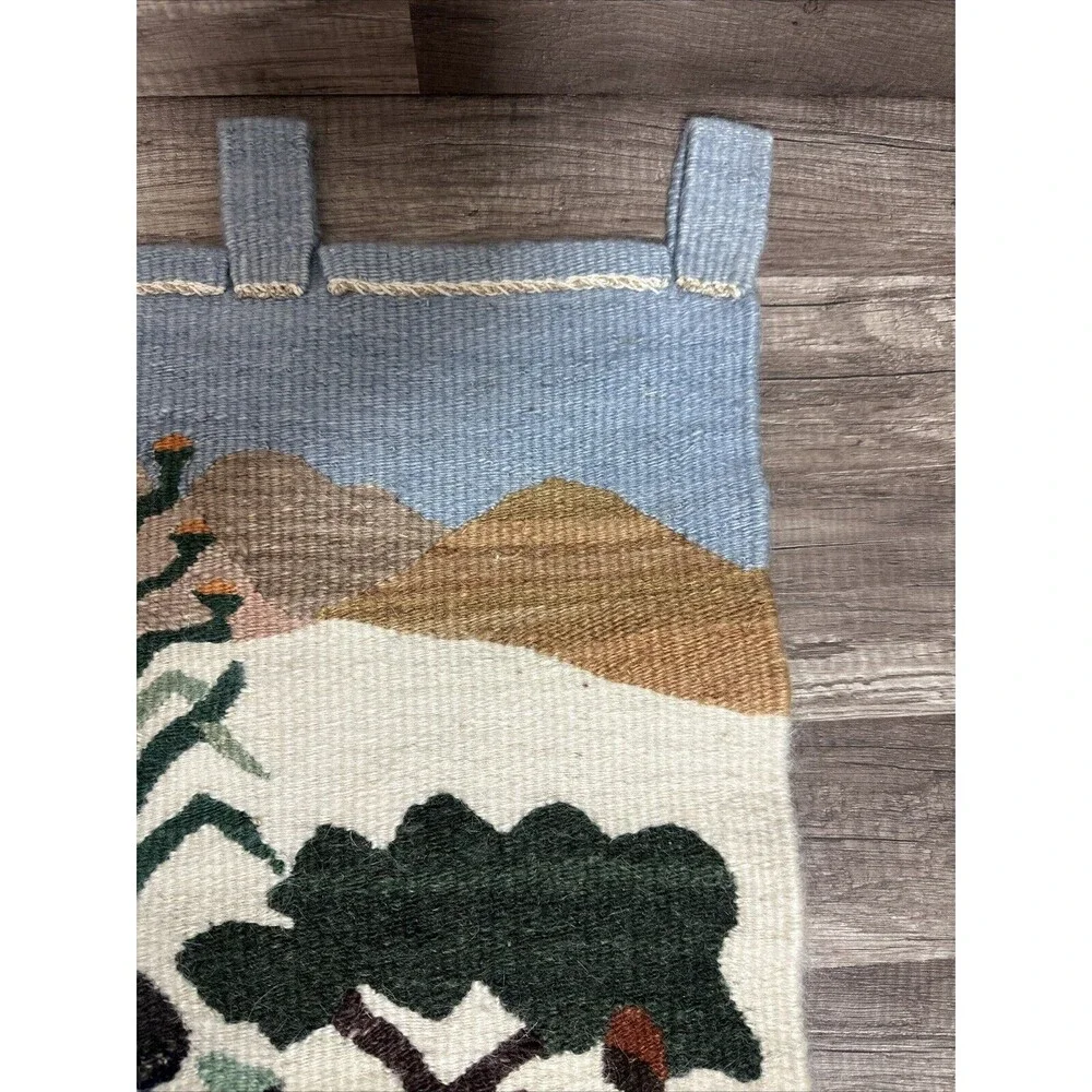 Vintage  Hand Woven Moteng Weavers Wool Tapestry Kilim Beautiful Wall Hanging